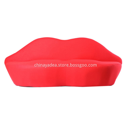 Elegant contemporary red cashmere lip sofa